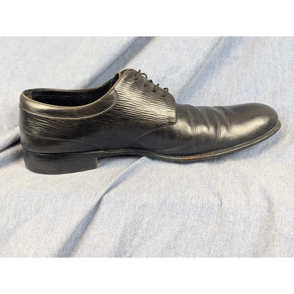 Louis Vuitton Mens Black Leather Epi Derby Shoes Made in Italy Size 9.5
